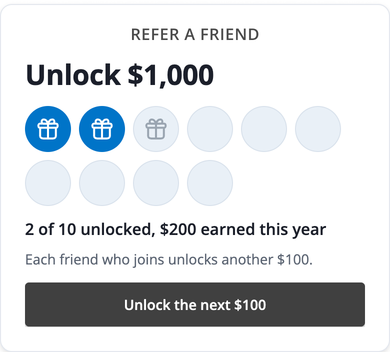 Milestones refer-a-friend content block